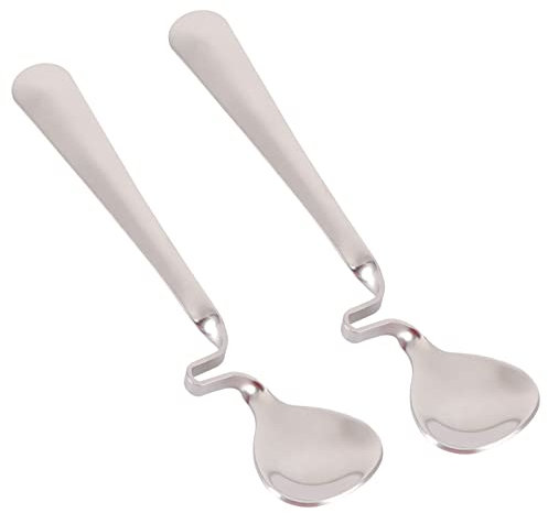BESTonZON 2 Stück Edelstahl Kaffeelöffel Gebogener Griff Hängendes Design, Marmeladenlöffel Honiglöffel Multifunktionaler Milchkaffee-Rührlöffel, Teelöffel Mit Gebogenem Griff Kaffeelöffel Zum Einhäng