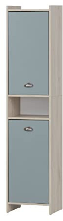 Schildmeyer Hochschrank Lindholm 154382, Sandeiche Dekor/Taubenblau, 40,2 x 33 x 176,3 cm