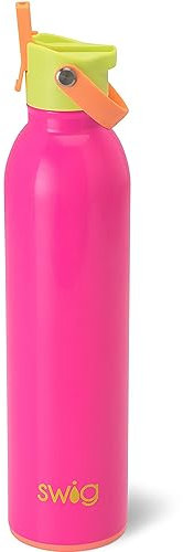Swig Life 26oz Insulated Water Bottle, Travel Water Bottle with Straw and Lid, Cup Holder Friendly, Stainless Steel (Tutti Frutti)