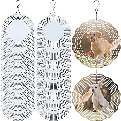 Barydat 16 Stück 20,3 cm Sublimationswindspinner Rohlinge 3D Aluminium Windspiele Hängende Windspiele DIY Handwerk Ornamente für Indoor Outdoor Garten Hof Fenster Veranda Haustür Dekoration, 2 Stile
