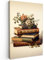 MuchoWow© Leinwand 40x60 cm Deko Schlafzimmer Aesthetic Leinwandbilder Wohnzimmer Gemälde Foto Geschenk Living Room Decoration Vintage - Bücher - Blumen - Weiß