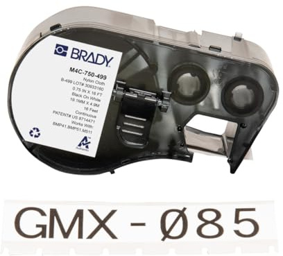 Brady Nylongewebe-Etikettenband für Etikettendrucker BMP41/BMP51/BMP53/M511 - Klebeetiketten - Schwarz auf Weiß (19,05 mm (B) x 4,88 m (L)) - M4C-750-499