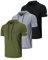 HUAKANG 3er Pack Sport Shirt Männer Sport Tshirts Herren Schnelltrocknend Atmungsaktiv Laufshirt Kurzarm Sport Fitness Hoodie mit Handytaschen(550-Black Gray Green-2XL)