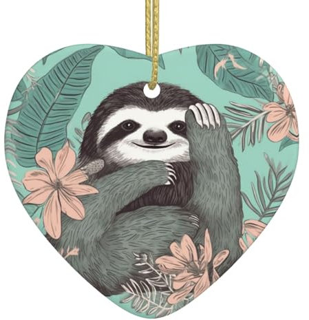 Tier Faultier Mintgrün Weihnachtsschmuck Keramik Ornament Herz Ornamente Weihnachtsbaum Keramik Hängende Ornament für Weihnachtsbaum Dekorationen