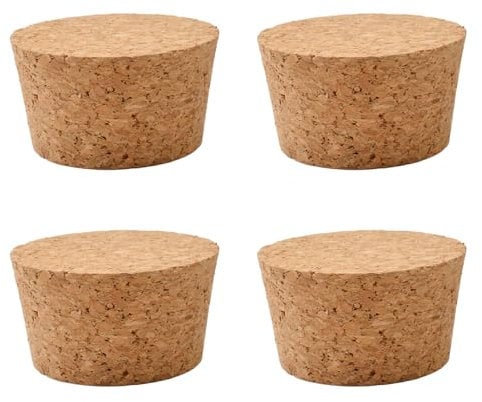 INCREWAY Lot de 4 bouchons coniques en liège pour bouteille de vin en verre, 63 x 53 x 35 mm
