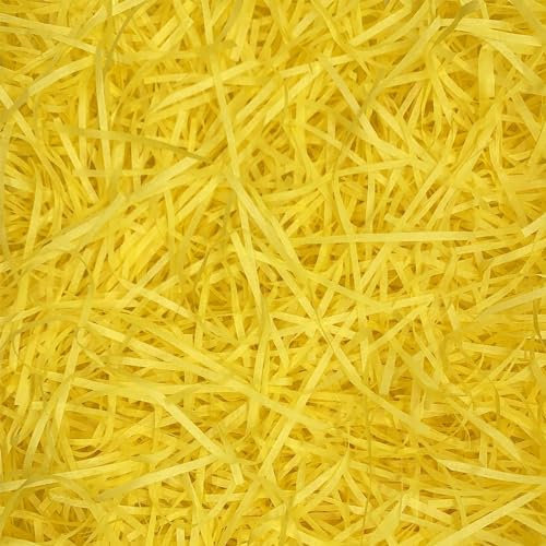 LKQBBSZ Paquete de pasto de rafia de Pascua, papel reciclable para relleno de cesta de Pascua, relleno creativo de huevos de decoración, envoltura de regalo (amarillo)