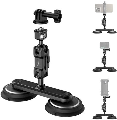 SMALLRIG 2-in-1 Dual Magnetic Suction Cup Mount for Gopro, Car Camera Mount Outside for Action Cameras, with Anti Deflection Pin Ball Head Magic Arm 4467