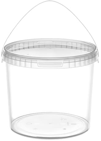 Garronda Eimer mit Deckel 5 Liter 100 Stück Aufbewahrungsbehälter GD-0072 | Transparent, für die Lagerung von Lebensmitteln und chemischen Produkten, kompakter Plastikbehälter für Haushalt und Gewerbe