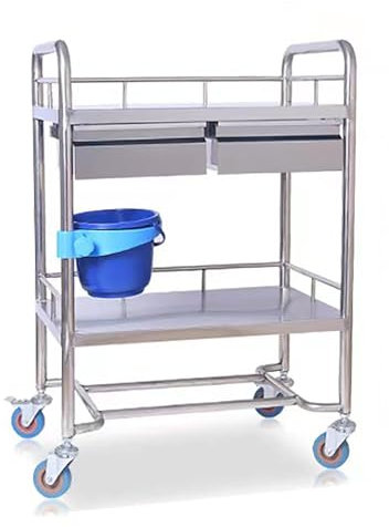 OHaGin Labor-Rollwagen mit 2 Regalen, medizinischer Wagen mit 2 Schubladen, rollender Laborwagen, kommerzieller Rad-Dentallaborwagen mit 360°-Rädern, für Krankenhäuser, Kliniken, Spas, Schönheitssa