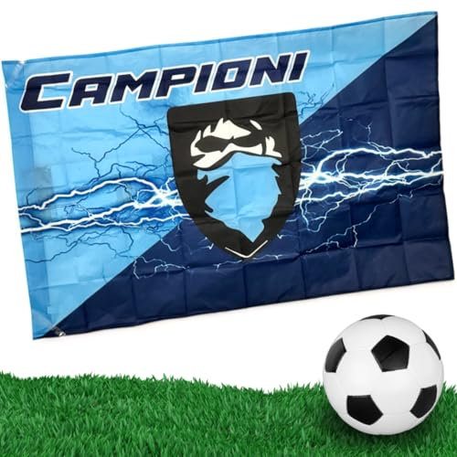 Bandiera Interna Ed Esterna 90 x 150 con Passante Per Asta Campioni D'Italia Nero Azzurri Blù (CAMPIONI)