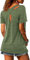 Fisoew Sportshirt Damen Fitness Kurzarm Yoga T-Shirt Leicht Gym Sport Oberteile Locker(A-Armee grün,L)