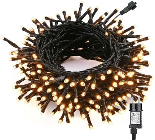 Qedertek Lichterkette Weihnachtsbaum 10M 100 LED Lichterkette Außen Strom Warmweiß mit Timer Speicherfunktion, Grünes Kabel, Wasserdicht 8 Modi Weihnachtsbeleuchtung für Garten Weihnachten Deko