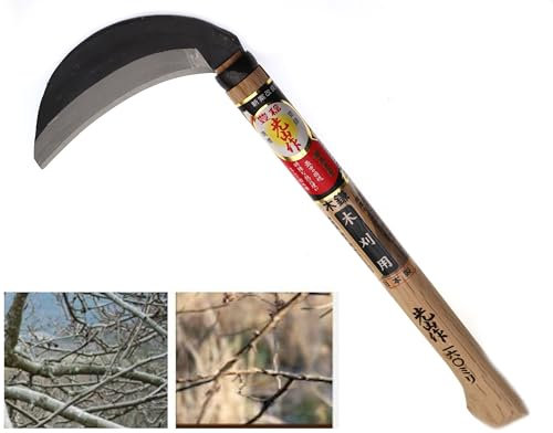 Faucille Manuel Japonaise Acier Carbone Special Coupe Branche Arbre Bois Brindille Outil Jardin Fabriqué au Japon