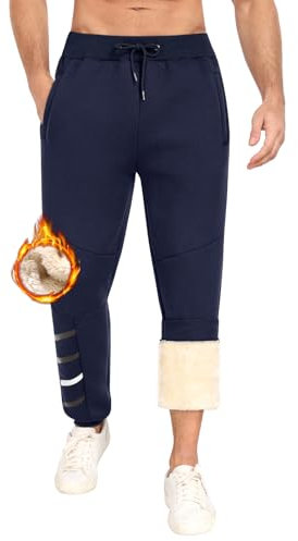 PASUDA Pantaloni Tuta Uomo Invernali Pantaloni Sportivi in Pile Caldi Pantaloni da Jogging Uomo Cotone Casual Pantaloni Elastico Vita Pantaloni Lunghi con Coulisse e Tasche (Marina, L)