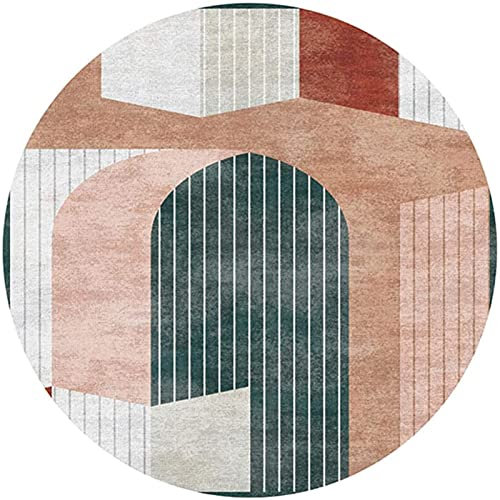 Moderner abstrakter Teppich, rund, für Wohnzimmer, Schlafzimmer, Ankleidezimmer, 80 cm, 100 cm, 120 cm, 140 cm, 160 cm, 180 cm, 200 cm, weich, rutschfest, für Bett, Sofa, Bodendekoration, Durchmesser