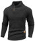 HYPESTFIT Mens Knitted Sweater Crew Neck Warm Long Sleeve Pullover Textured Ribbed Edge Top Black L