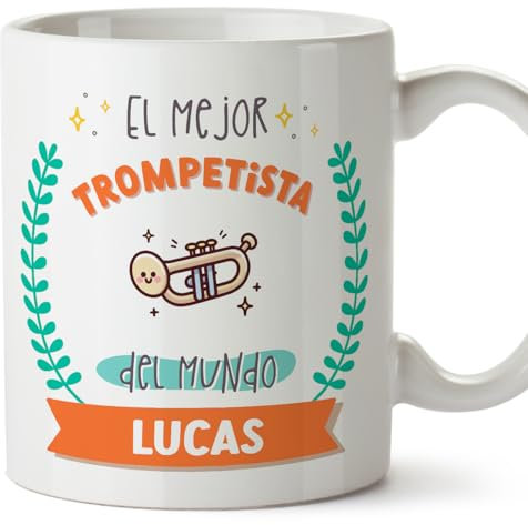 MUGFFINS Tazas Personalizadas para TROMPETISTA hombre - En Español - Mejor del mundo - Con dibujo - 11 oz / 330 ml - Regalo Personalizable original y divertido