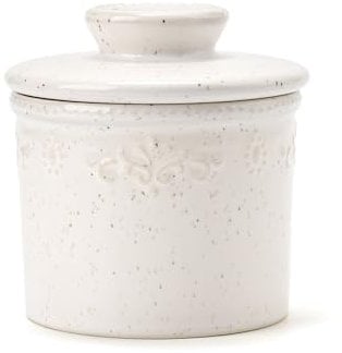 XELA Ceramic Butter Dish - French Butter Crock With Water Line - Keeps Your Butter Fresh and Spreadable - Speckled White