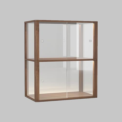 Hynbdes Acryl-Vitrine, Wohnzimmer-Vitrine, hohe Vitrine, für Sammlerstücke, Vitrine, Küchenschrank, abgedichtet gegen Staub und leicht zu reinigen (Nussbaum braun 53 * 29 * 62.5)