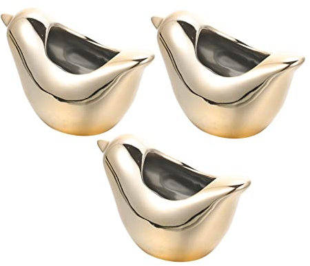 YARNOW 2 Sätze Vogel Topf Succulent Plants Sukkulenten Blumentöpfe Übertopf Pflanzkuebel Stieltopf Künstlich Bausatz Für Heimischer Blumentopf Garten Blumentopf Keramik Golden 3 Stück * 2