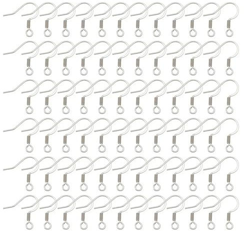 200x 304 Stainless Steel Earring Hook Fish Hooks Ear Wire for DIY Jewelry Making-default