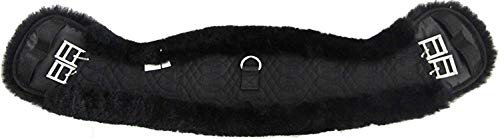 Generisch Lammfell Dressur Sattelgurt - Mondgurt, Kurzgurt - Farben Natur & Schwarz, Längen 45 bis 85 cm (Schwarz, 32 80 cm)