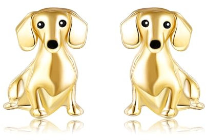 DAYLINLOVE Dackel Ohrstecker 925 Sterling Silber/Rossvergoldet/Vergoldet Niedliche Dackel Ohrringe Hundeschmuck Geschenke für Frauen Mutter Ehefrau Dackel Liebhaber (Sterling Silber)