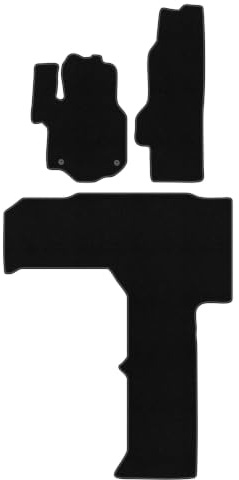 Velours-Fußmatten passend für Volkswagen Grand California 2019-, Schwarz | dünner Velours-Teppich (Polypropylen), ca. 4 mm; rutschfest, runde Befestigungen (Typ AV) oder ovale (Typ OWAL)