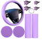 10-teiliges Autozubehör-Set für Damen, Lenkradbezug, Sicherheitsgurtpolster, Getränkehalter, Lüftungsschlitz-Clips, Knopfaufkleber (lila)