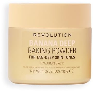 Revolution Loose Baking Powder, Banana Deep | Make-up Fixierpuder, Langanhaltende Deckkraft, Mattiert & Reduziert Glanz, Vegan & Tierversuchsfrei, 32g