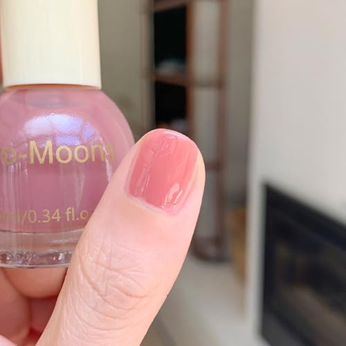 Nail Varnish - Quick Drying Nail Polish - Long Lasting Sheer Dusty Pink Translucent Nail Polish,Quick Drying Jelly Crystal Deep Nude Nail Varnish,Natural Light Translucent Color No Need Nail Lamp