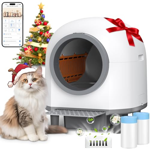 RWSRW Automatisches Katzenklo XXL, 80L Selbstreinigende Katzentoilette, App-Fernsteuerung mit Mehreren Sicherheitssensoren, Sicherheits Stopp System
