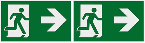 Metafranc Hinweisschild Symbol: Fluchttür rechts - 250 x 150 mm/Beschilderung/Infoschild/Rettungsweg/Fluchtweg/Notausgang/Sicherheitsmarkierung/Gewerbekennzeichnung / 500110