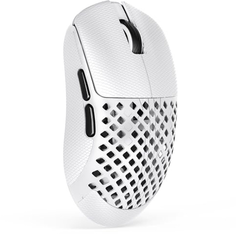 MAMBASNAKE M2 Carbonfaser Kabellose Gaming-Maus, 41g Superlight, 40000 DPI, PAW3395PRO-Sensor, BK52820-Chip, Ice-Feel-Beschichtung, BT/2.4G/Kabelgebundene, PTFE-Gleitfüße, Grip Tape, PC/Mac, Weiß