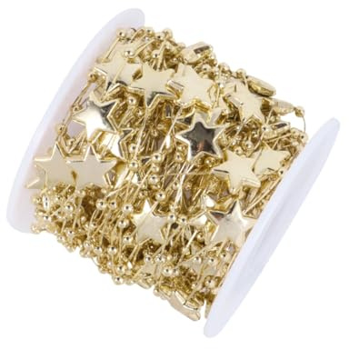 Cabilock Dekorative Perlenkette Fünfzackiger Stern 10m Rolle Goldene