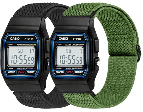 Elastisches Armbänder Kompatibel mit Casio F-84/F-91W/F-91WG, F-105/F-108/A158/A168, Atmungsaktives Weiches Sportarmband für Casio AE-1000/1200/1300 Damen Herren
