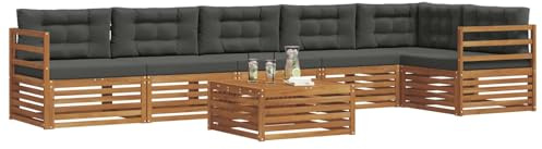 vidaXL Outdoor-Sofagarnitur mit Kissen 7 pcs Natur und Anthrazit, Gartenbank, modernes Ecksofa, strapazierfähige Sitzmöbel, Lounge für Terrasse, stylischer Komfort