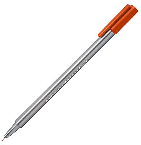 STAEDTLER 334-48 Fineliner triplus Dreikantschaft im Kartonetui, metallgefasste Spitze, circa 0,3 mm, 10 Stück, Kalahari orange
