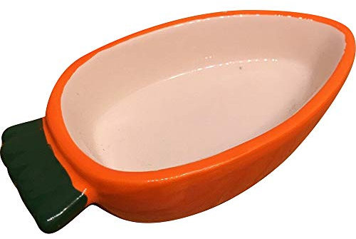 Happy Pet Ceramic Carrot Shaped Food Bowl for Hamster & Gerbil Durable Easy Clean Hygienic Safe Feeding Dish Pet Accessory