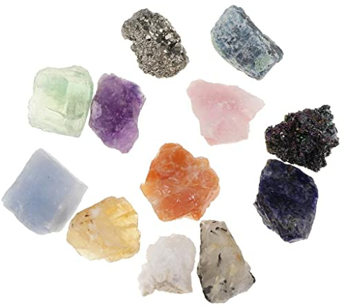 Fenteer 12x Trommelsteine Kristallsteine Mineralien Stein mit Box und Erwachsene