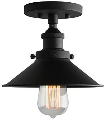 Phansthy Metall-Schirm Deckenleuchte Pendelleuchte Hängeleuchte Vintage Hängelampe Pendelleuchten Loft-Deckenlampe im Landstil (Schwarz Farbe)
