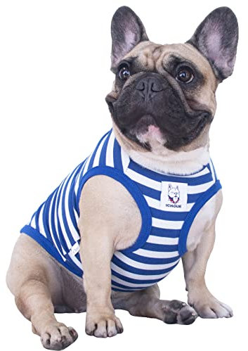iChoue T-Shirt mit französischer Bulldogge, 100 % atmungsaktive Baumwolle, gestreift, Halloween, Weste, Kleidung für mittelgroße Hunde, Tank-Top, Frenchie, Mops, Englischer Boston Terrier, Pitbull,