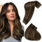 Hetto Tressen Extensions Echthaar Highlight Dunkelstes Braun to Licht Braun Weft Extensions Echthaar Sew in Remy Gerade Invisible Doppelt-Tressen Weave Haarverlängerung 70g 30 cm #p2/8