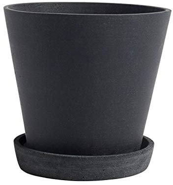 Hay Pflanztopf mit Untersetzer aus Polystone, H 16,5cm/ 17,5cm