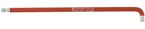 PB Swiss Tools 6-kant-Winkelschraubendreher 90° - 100° lang, mit Kugelkopf und kurzem Schenkel pulverbeschichtet, Sechskant: 6 mm
