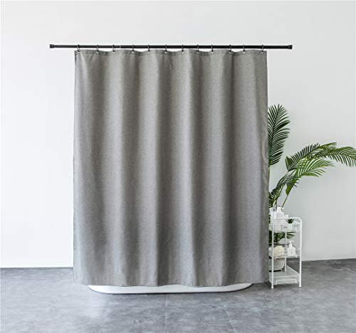 X-Labor Rideau de douche, en lin, 240 x 200 cm, imperméable, tissu anti-moisissure, avec 12 anneaux, lavable, gris