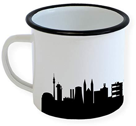 Emaille Tasse Ruhrgebiet Retro Design - Emaille Becher Skyline in 5 Farben, Personalisierte Geschenk-idee Home Office Büro Zuhause Garten
