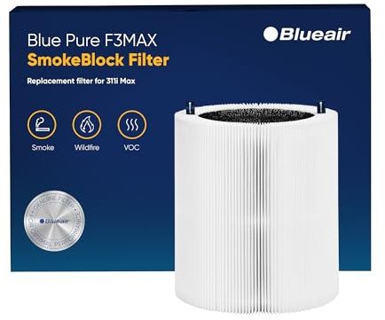 BLUEAIR Blue Pure 311i Max SmokeBlock - Filtro de repuesto original, carbono extra captura el 99.99% del humo de incendios forestales, se adapta al purificador de aire Blue Pure 311i Max