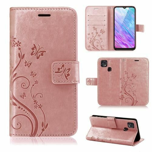 betterfon Hülle Kompatibel mit ZTE Blade 10 Smart | Premium PU Leder Handyhülle Wallet Case für Blade 10 Smart | Schutzhülle Blumen Klapphülle Handyhülle | Rosegold
