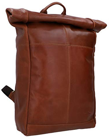 Gusti Rucksack Leder - Joy Rolltop Kurierrucksack Rucksack Lederrucksack Vintage Cityrucksack Outdoorrucksack Laptoptasche Unirucksack Wanderrucksack Braun Leder 19L